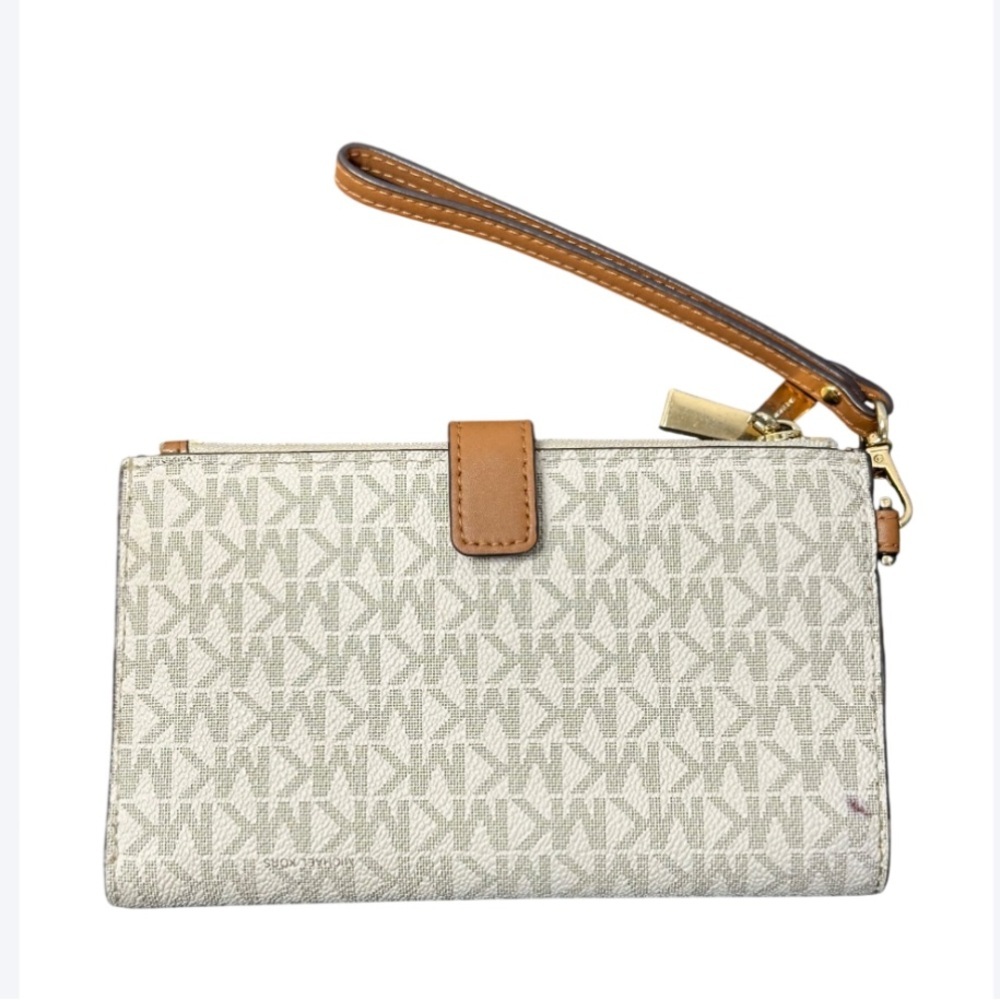 Michael Kors Signature MK Logo Wristlet – Beige & Brown - Picture 2 of 6